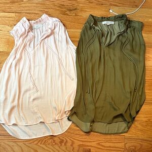 LOFT Sleeveless Tie-Neck Camisoles - Blush Pink & Olive